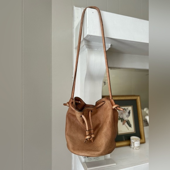 Frye Tan Leather Drawstring Bag - Picture 1 of 7